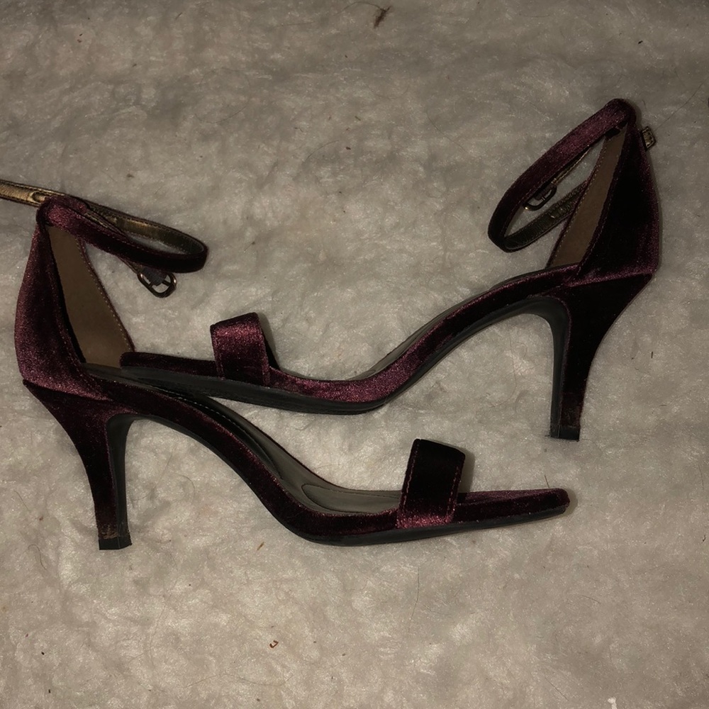 plum colored strappy heels